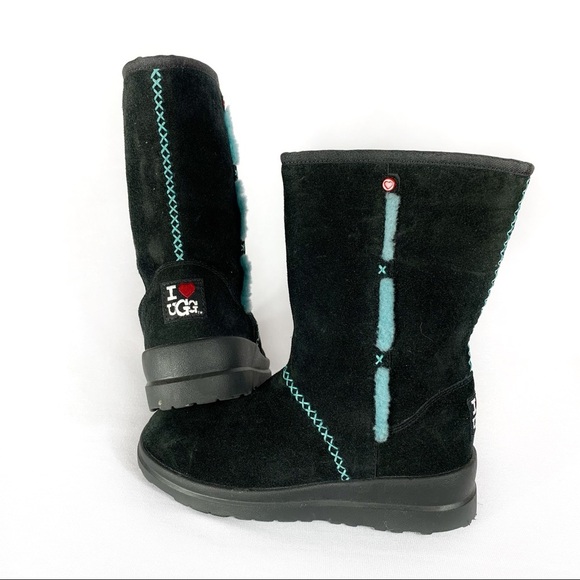 UGG Australia I love Ugg Black Hearts Studded Boot - Picture 1 of 6